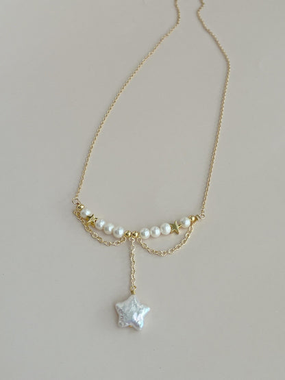 Baroque Star Pearl Pendant Necklace