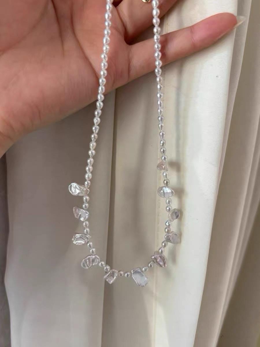 Minimalist Freshwater Rice Pearl Drop Necklace