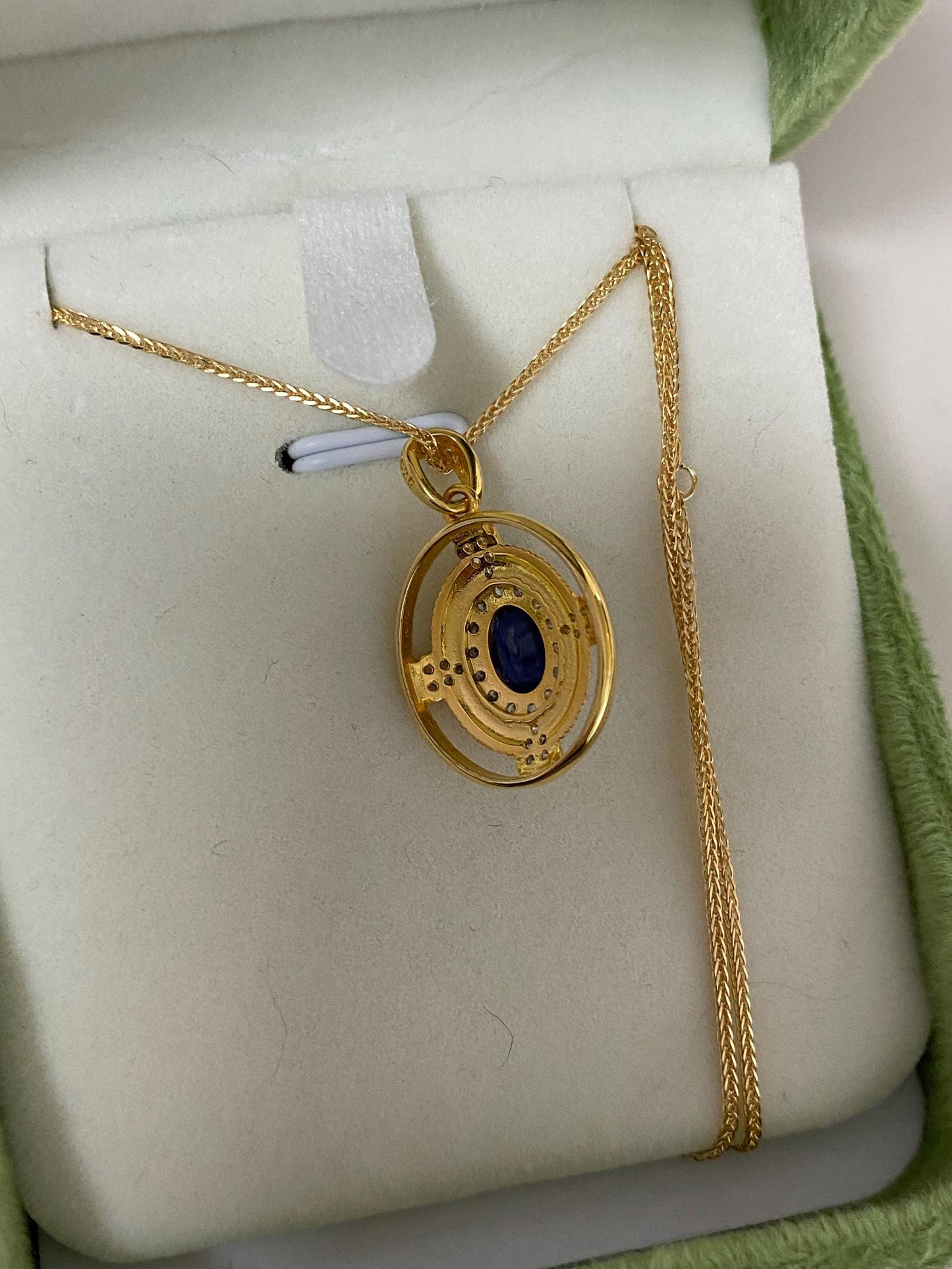 Vintage Sapphire Cross Pendant Necklace