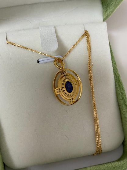 Vintage Sapphire Cross Pendant Necklace