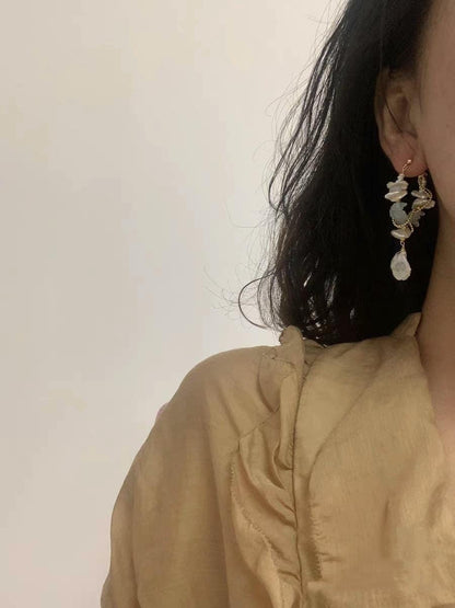 Baroque Pearl & Aquamarine Earrings