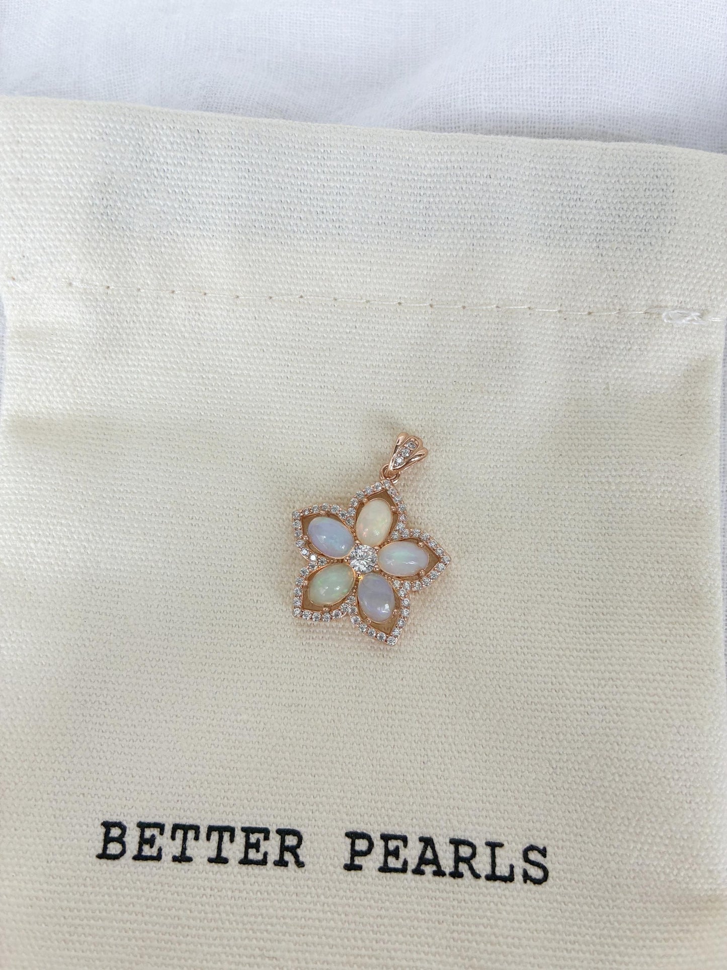 Opal Flower Pendant Necklace
