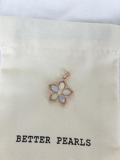 Opal Flower Pendant Necklace