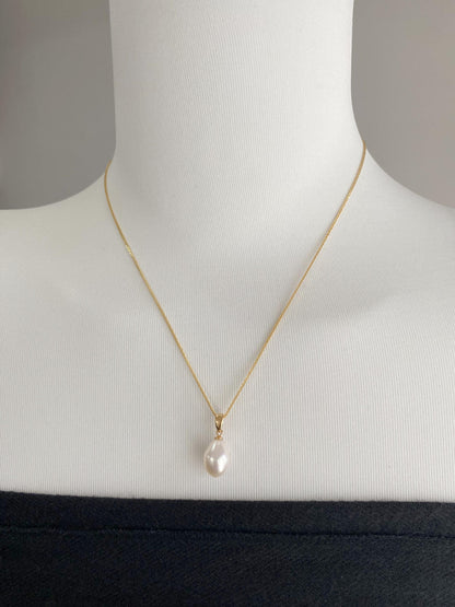 Teardrop Freshwater Pearl Necklace – Silver Gold-Plated, Minimalist Bridal Jewelry, Dainty Gift for Her