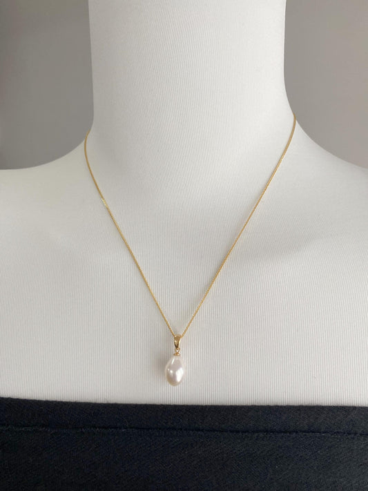 Teardrop Freshwater Pearl Necklace – Silver Gold-Plated, Minimalist Bridal Jewelry, Dainty Gift for Her