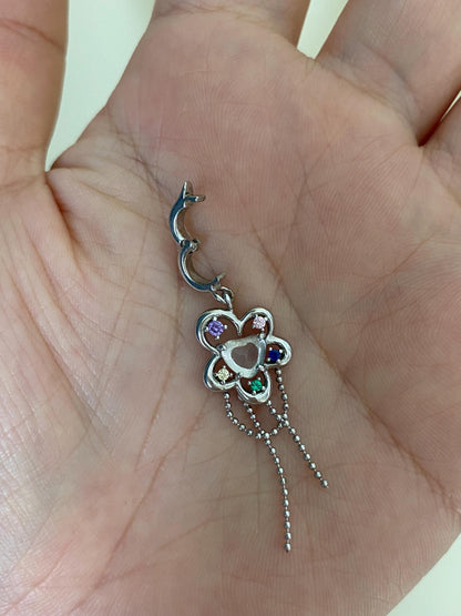 Sterling Silver Flower Pendant with Colorful Gemstones