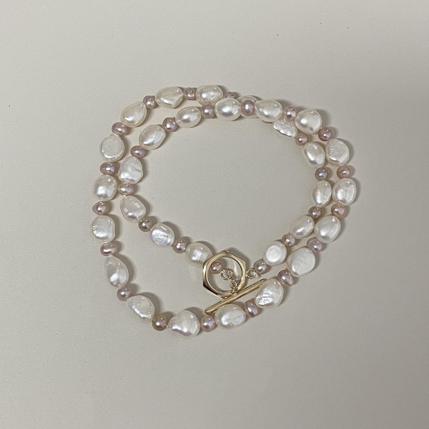 Freshwater Baroque Pearl Choker with Pink Pearls