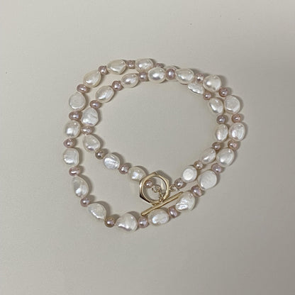 Freshwater Baroque Pearl Choker with Pink Pearls