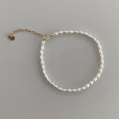 Delicate Freshwater Pearl Bracelet 2-3mm | Handmade Gold Chain & Pearl Bracelet | Elegant Pearl Jewelry for Women