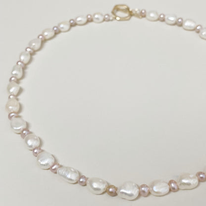 Freshwater Baroque Pearl Choker with Pink Pearls