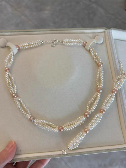 Triple Strand Multicolor Pearl Necklace