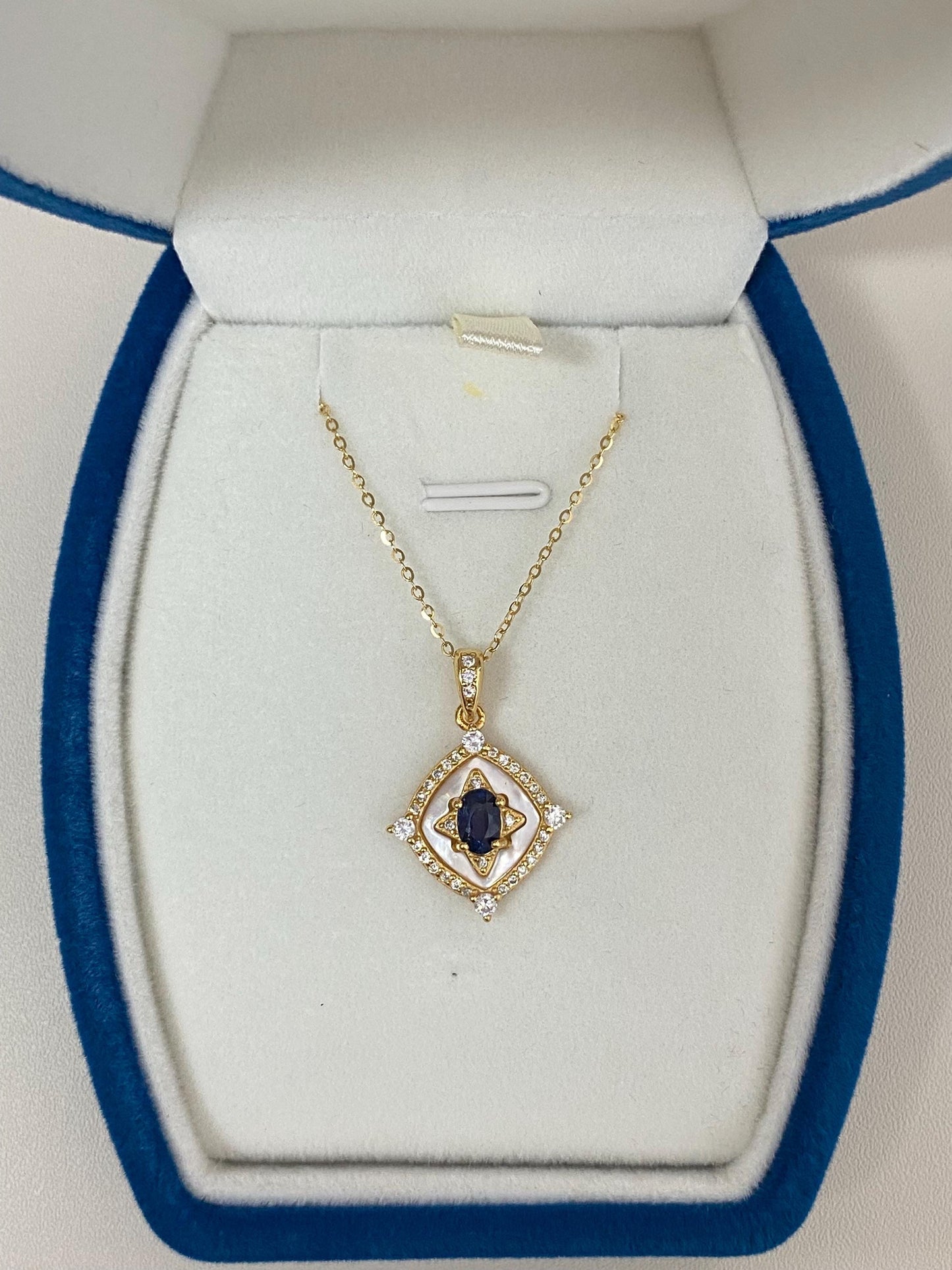 Natural Sapphire & Mother of Pearl Necklace