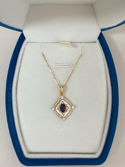 Natural Sapphire & Mother of Pearl Necklace