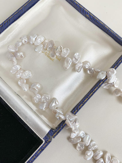 Baroque Pearl Necklace with Silver Zircon Clasp