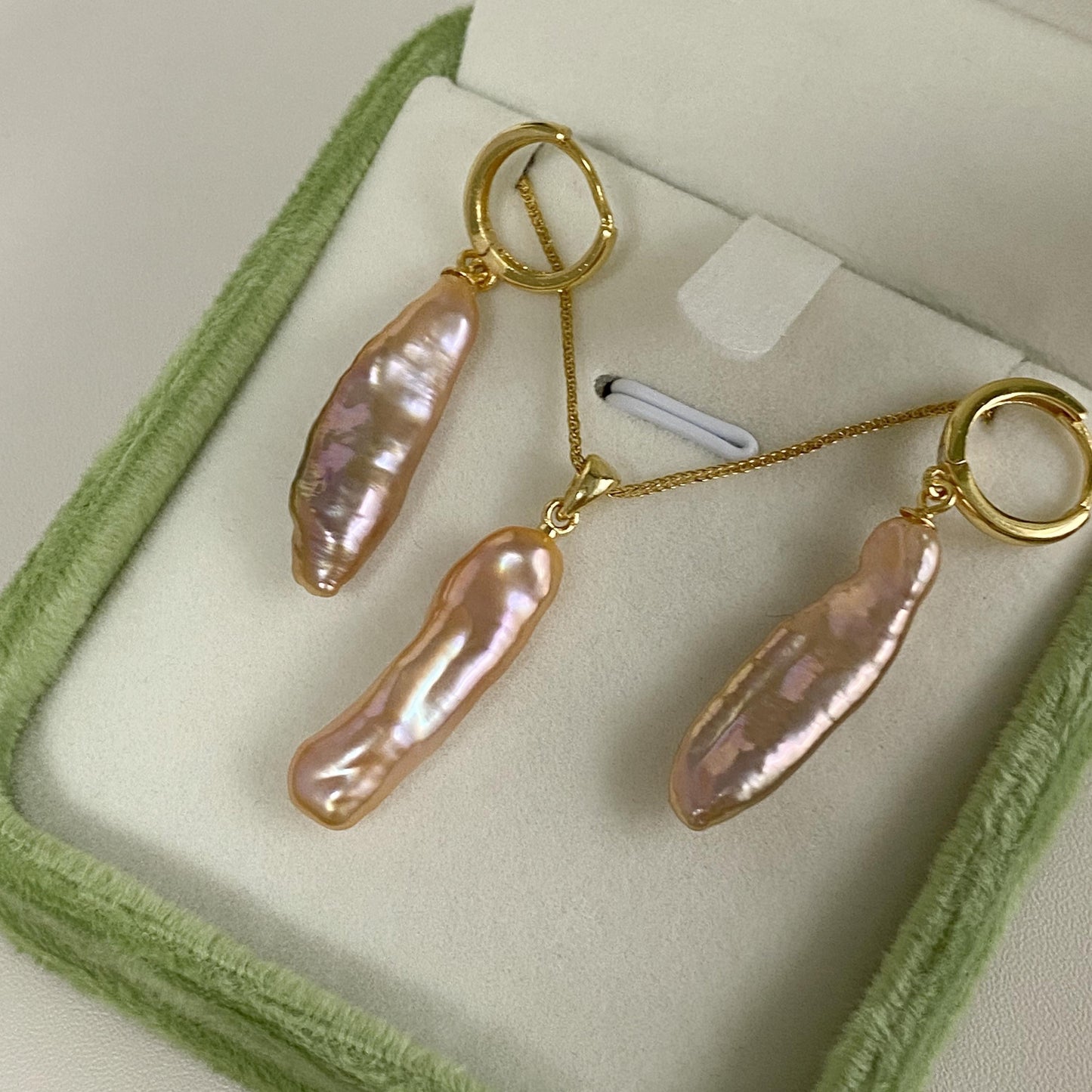 Gold Hoop Baroque Pink Purple Pearl Drop Earrings