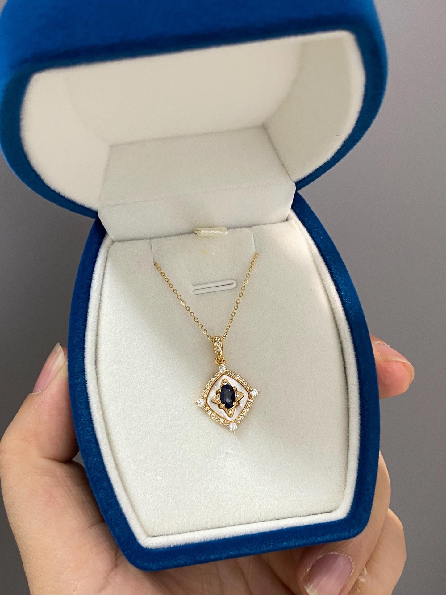 Natural Sapphire & Mother of Pearl Necklace