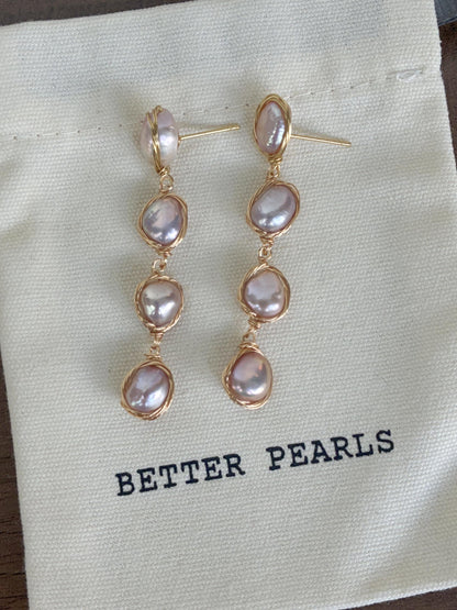 Aurora Lavender Baroque Pearl Drop Earrings