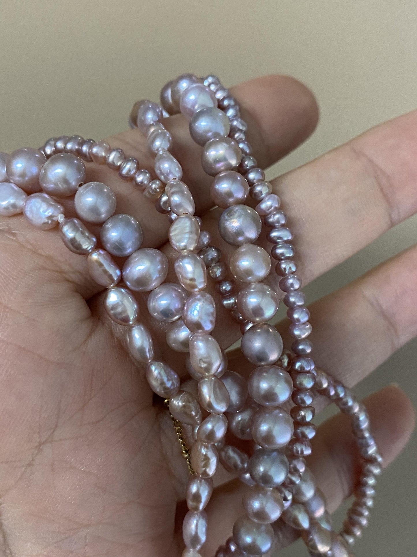 Natural Lavender Pearl Twisted Multi-Strand Necklace