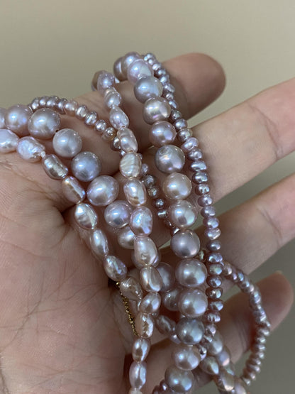 Natural Lavender Pearl Twisted Multi-Strand Necklace