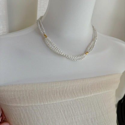 Triple Strand Freshwater Pearl Choker Necklace