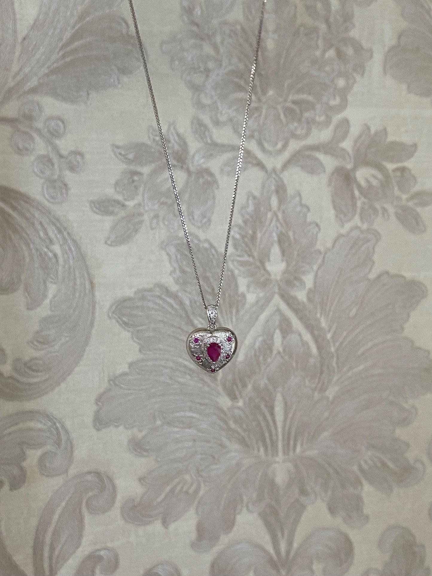 Ruby Heart Pendant Necklace - Gold Plated or Sterling Silver