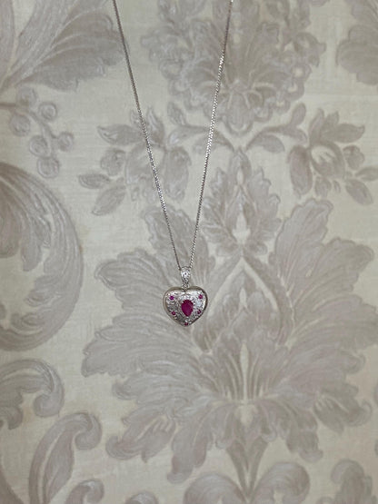 Ruby Heart Pendant Necklace - Gold Plated or Sterling Silver
