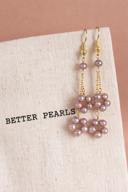 Purple Baroque Pearl Cluster Earrings