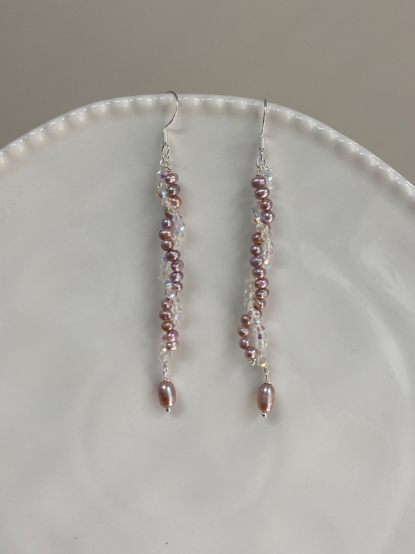 Pink Pearl Dangle Earrings