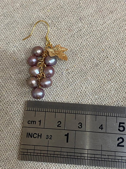 Purple Pearl Grape Cluster Earrings