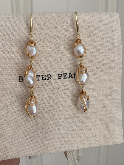Handmade Baroque Pearl Drop Earrings