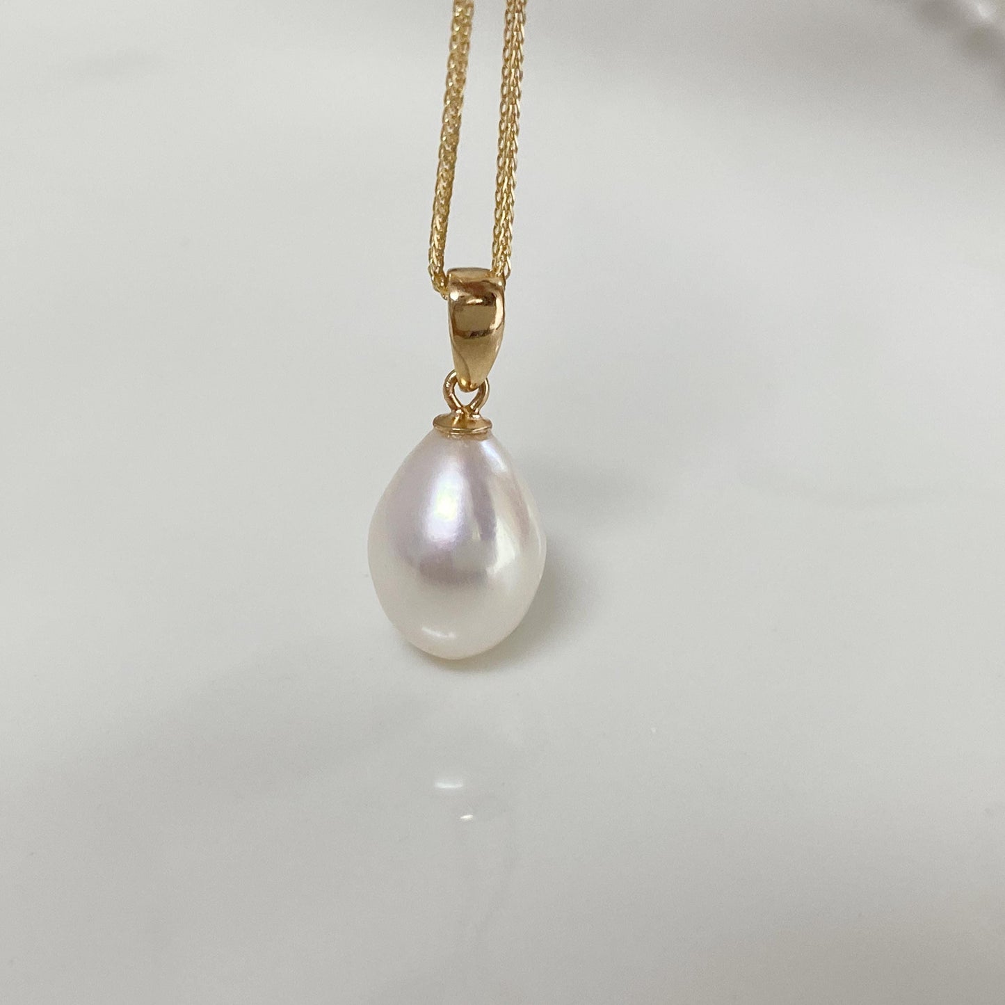Teardrop Freshwater Pearl Necklace – Silver Gold-Plated, Minimalist Bridal Jewelry, Dainty Gift for Her