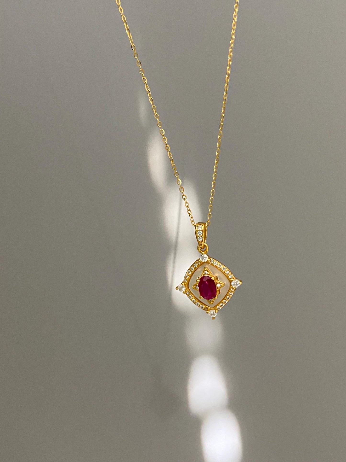 Natural Ruby Pendant Necklace in Gold Vermeil