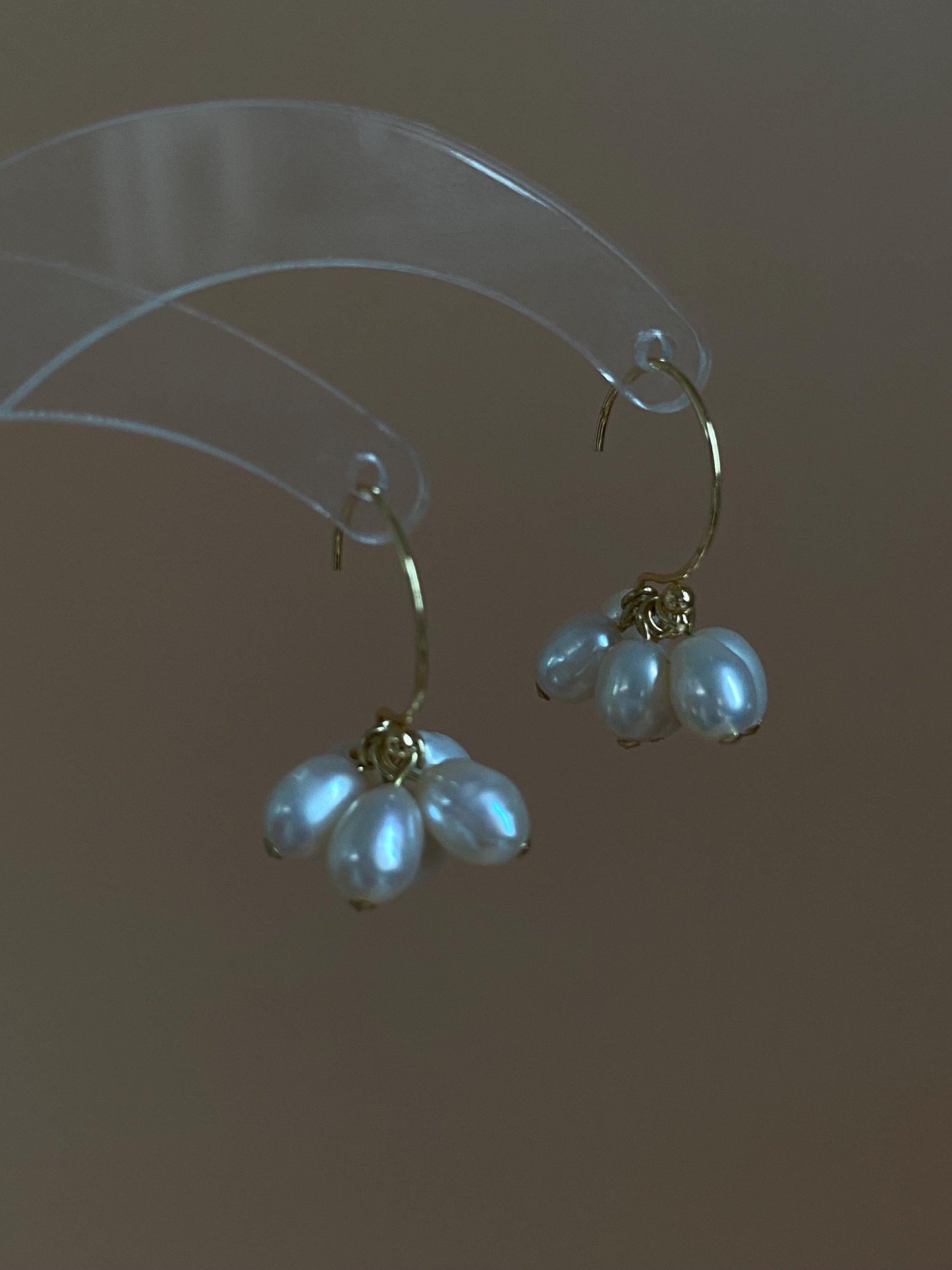 Pearl Cluster Hoop Earrings