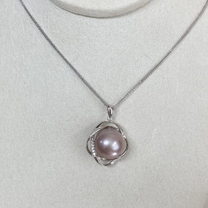 Lavender Freshwater Pearl Halo Pendant Necklace