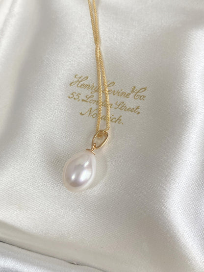 Teardrop Freshwater Pearl Necklace – Silver Gold-Plated, Minimalist Bridal Jewelry, Dainty Gift for Her