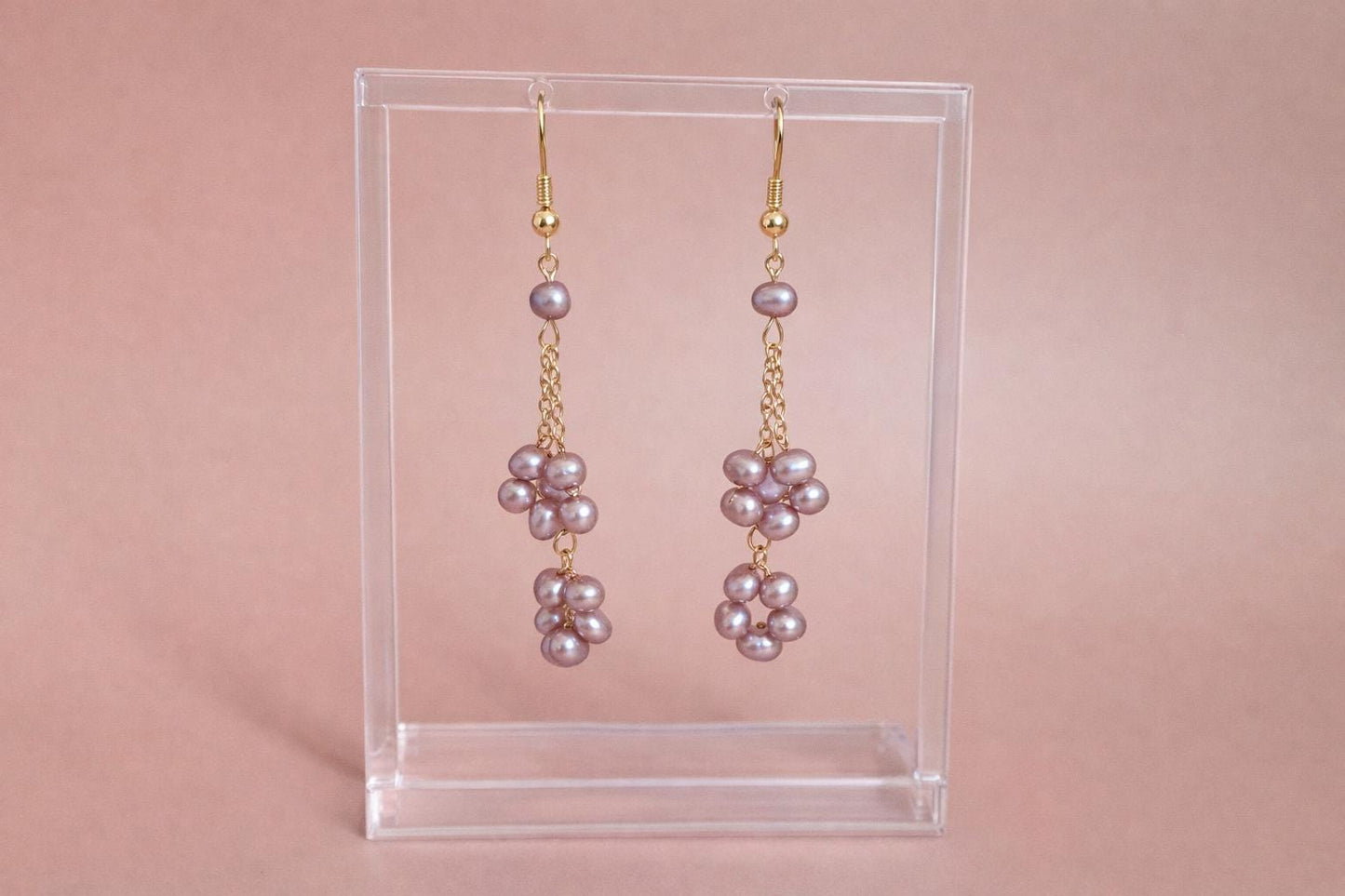Purple Baroque Pearl Cluster Earrings