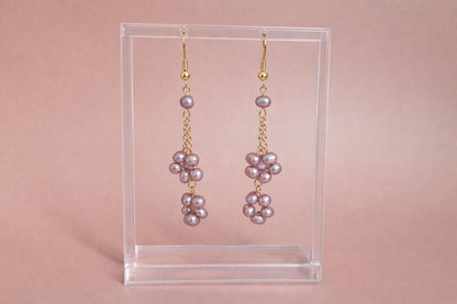 Purple Baroque Pearl Cluster Earrings