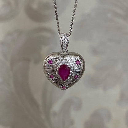 Ruby Heart Pendant Necklace - Gold Plated or Sterling Silver