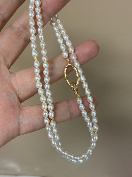 Freshwater Pearl Choker Necklace with Gold Toggle Clasp