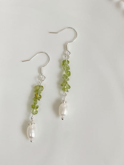 Peridot & Pearl Dangle Earrings