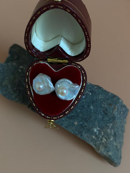 Keshi Baroque Pearl Stud Earrings