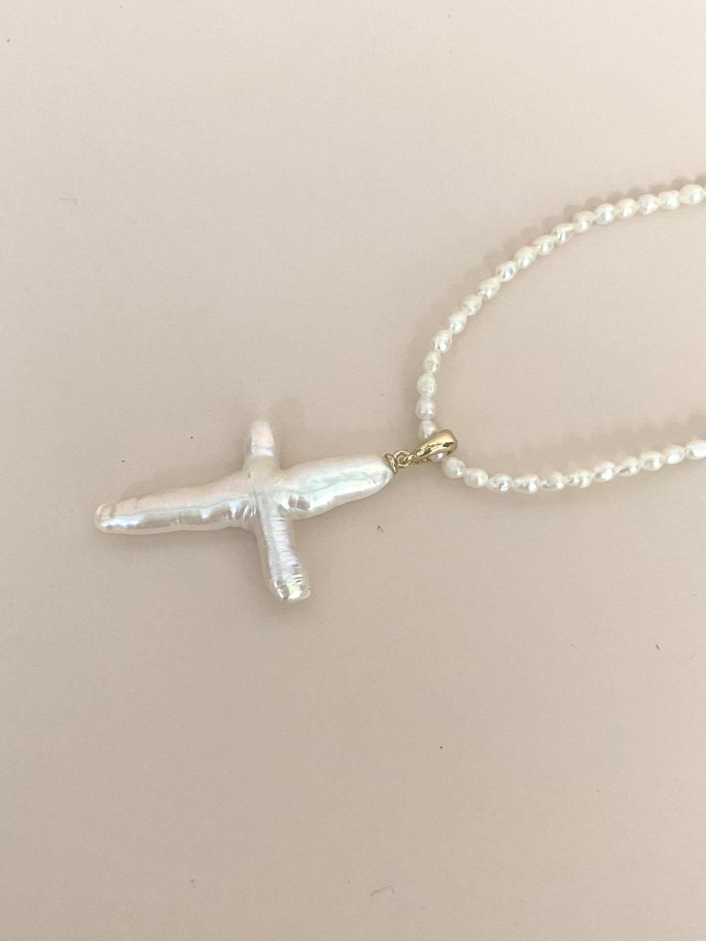 Baroque Pearl Cross Pendant Necklace