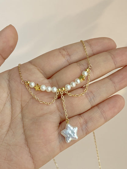 Baroque Star Pearl Pendant Necklace