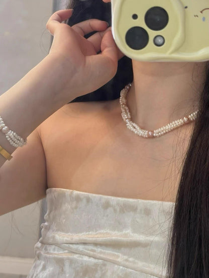 Triple Strand Multicolor Pearl Necklace