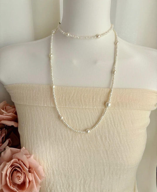 Baroque & Rice Pearl Rope Necklace 95cm