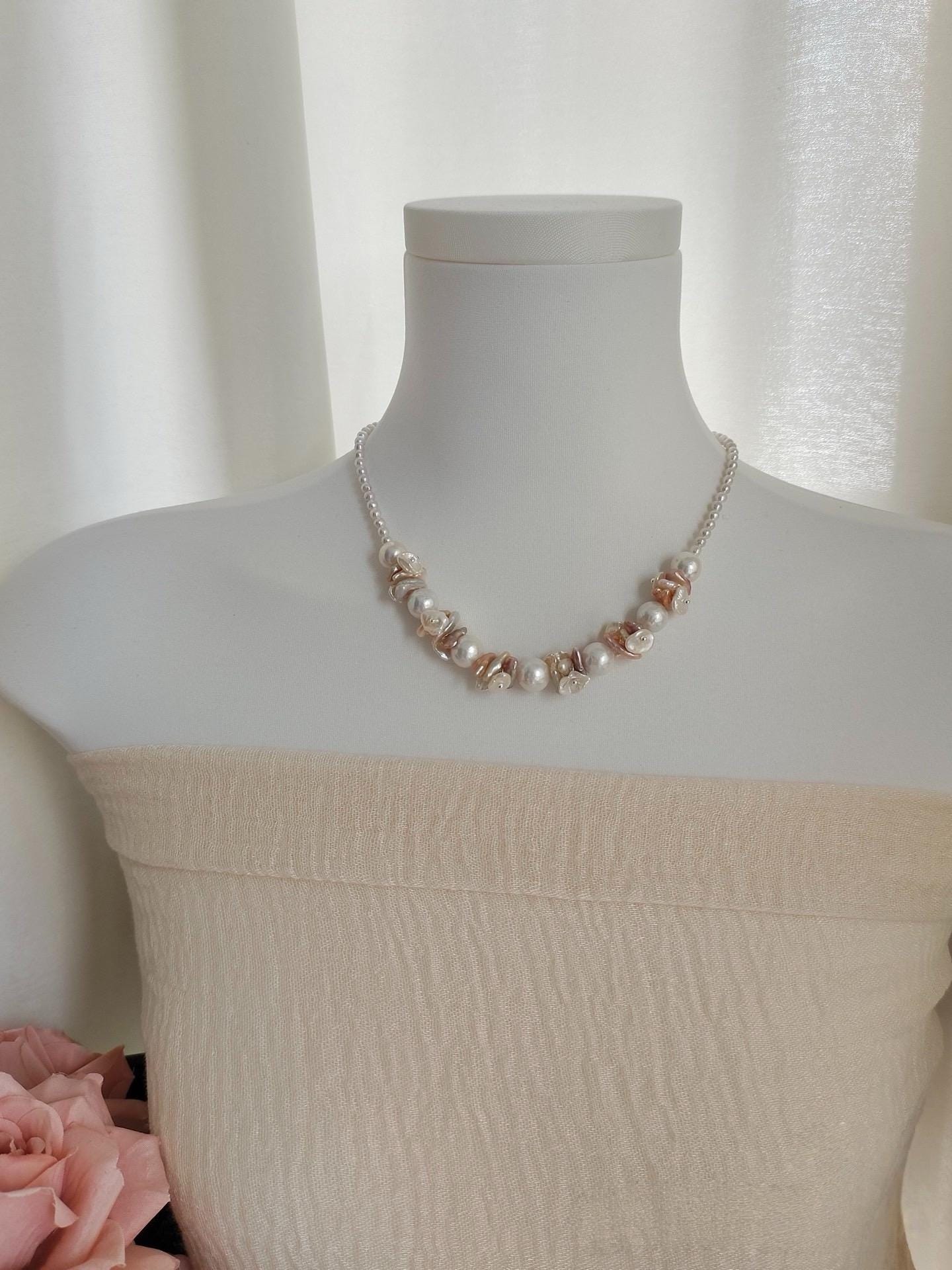 Freshwater Pearl Necklace with Baroque & Keshi Accents