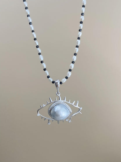 Australian South Sea Baroque Pearl Eye Pendant Necklace