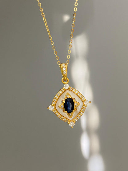Natural Sapphire & Mother of Pearl Necklace