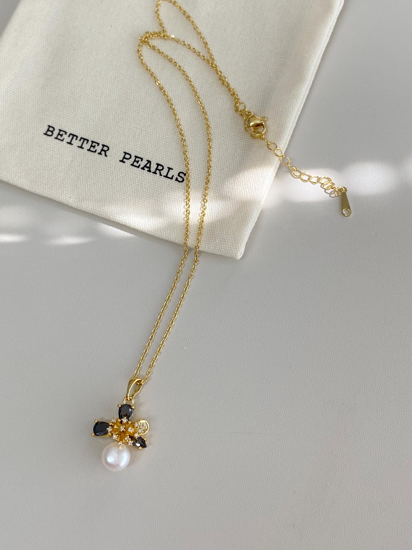 Black Crystal & Pearl Jewelry Set