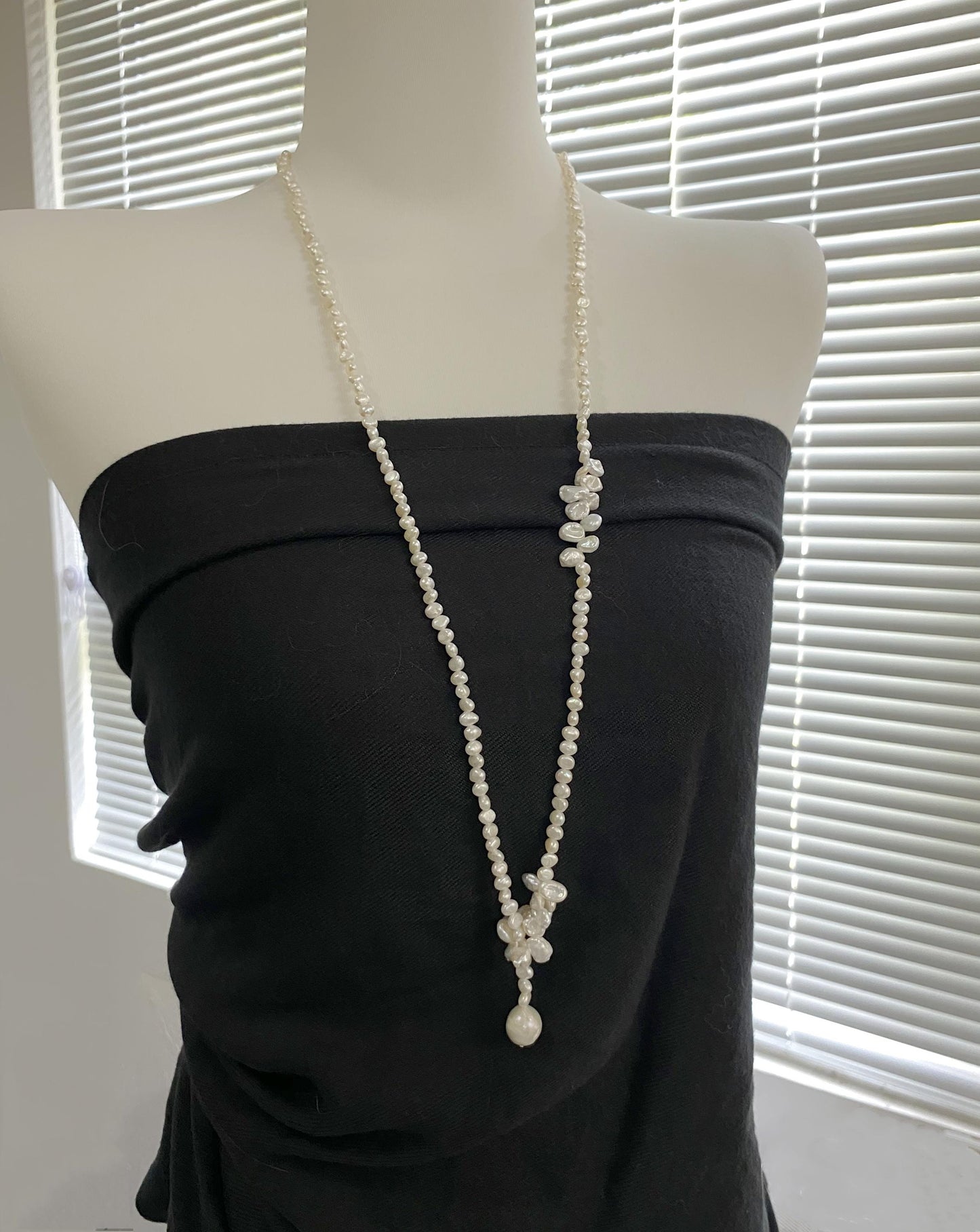 Convertible Pearl Lariat Wrap Necklace